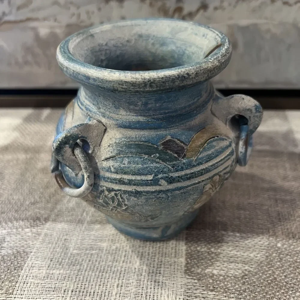 Southwestern  Vase Native American Blue Pottery